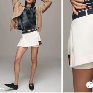 Maeve Cream Skort with Navy and Red Details